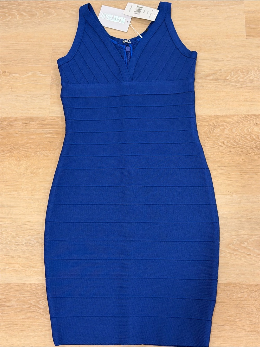 Katie J NYC V-Neck Royal Blue Bandage Dress